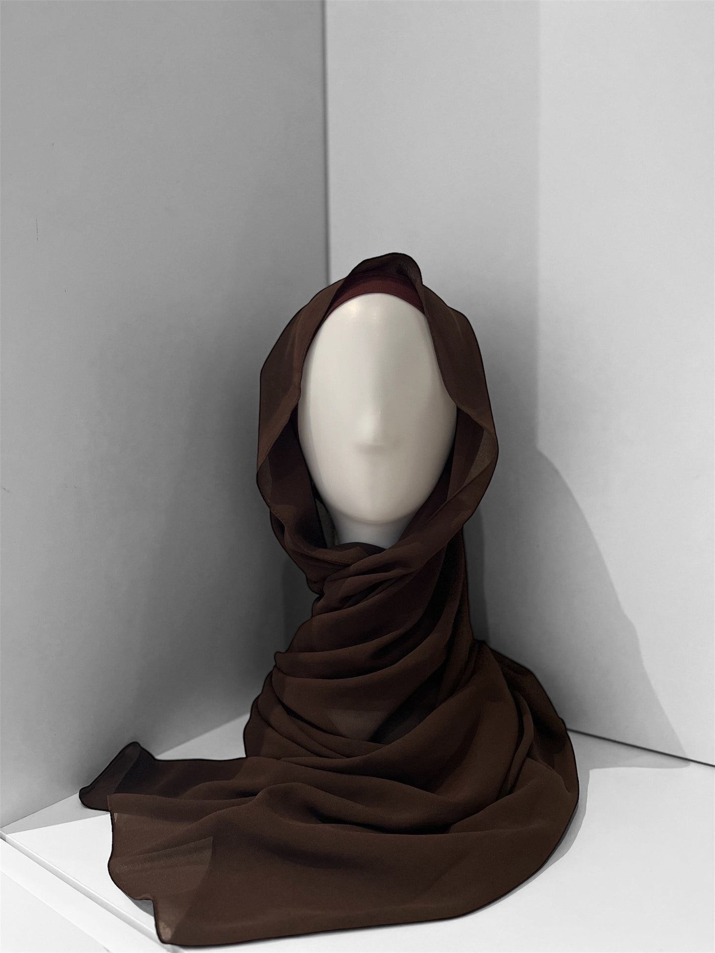 Chffon Hijab Dunkelbrau