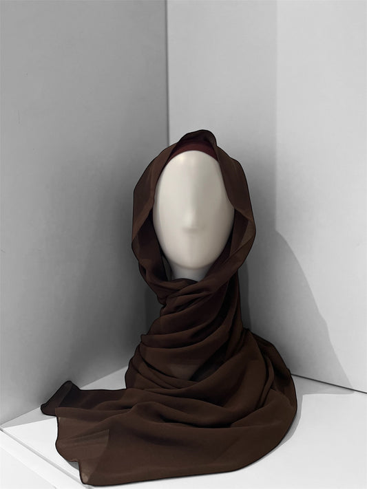 Chffon Hijab Dunkelbrau